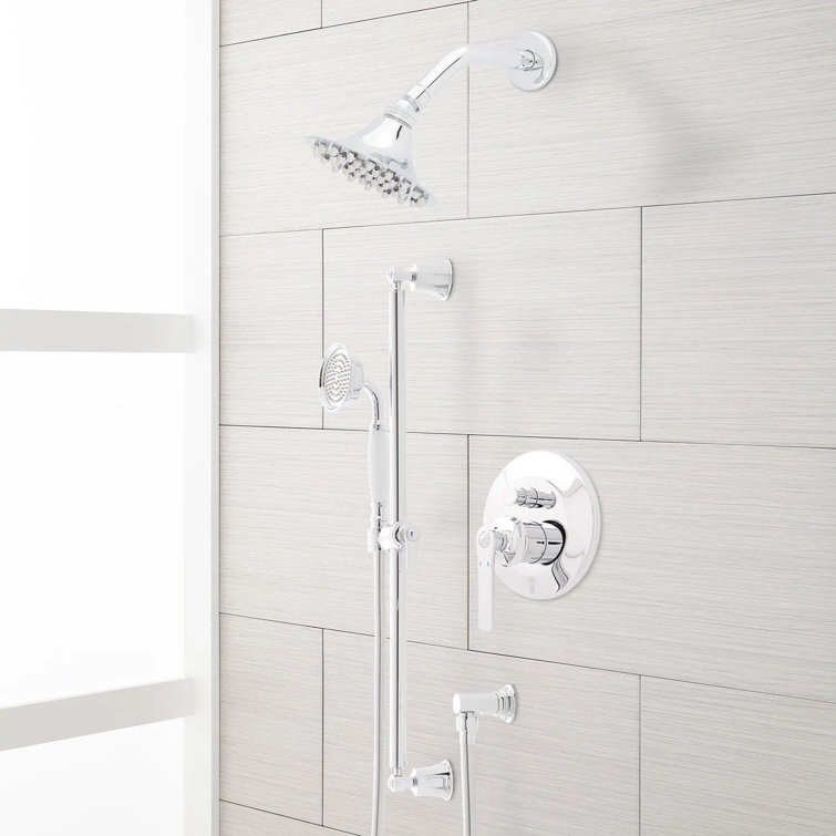 Chrome Adjustable Multi-Head Rain Shower System with Handheld