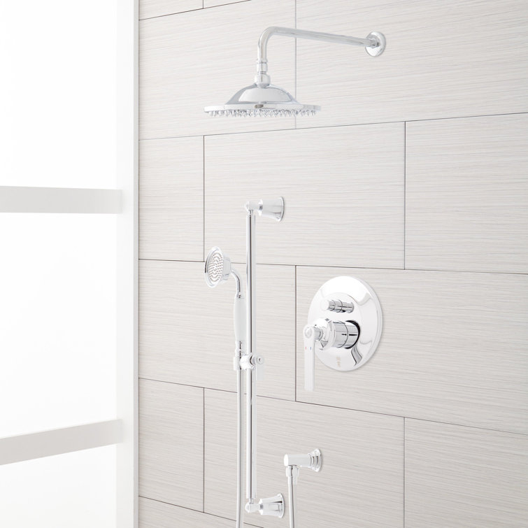 Chrome Multi-Head Wall Mounted Shower System with Brass Handles