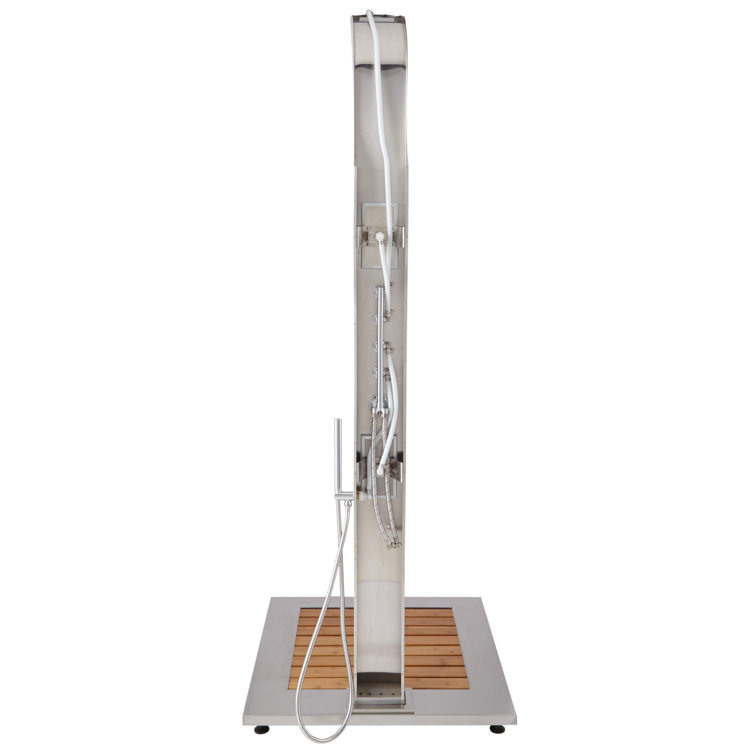 Alvin Stainless Steel Outdoor Shower Panel with Bamboo Tray
