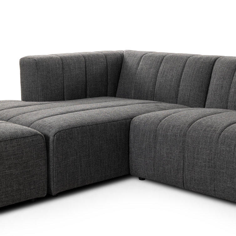 Saxon Charcoal Gray Modular L-Shaped Sectional with Ottoman