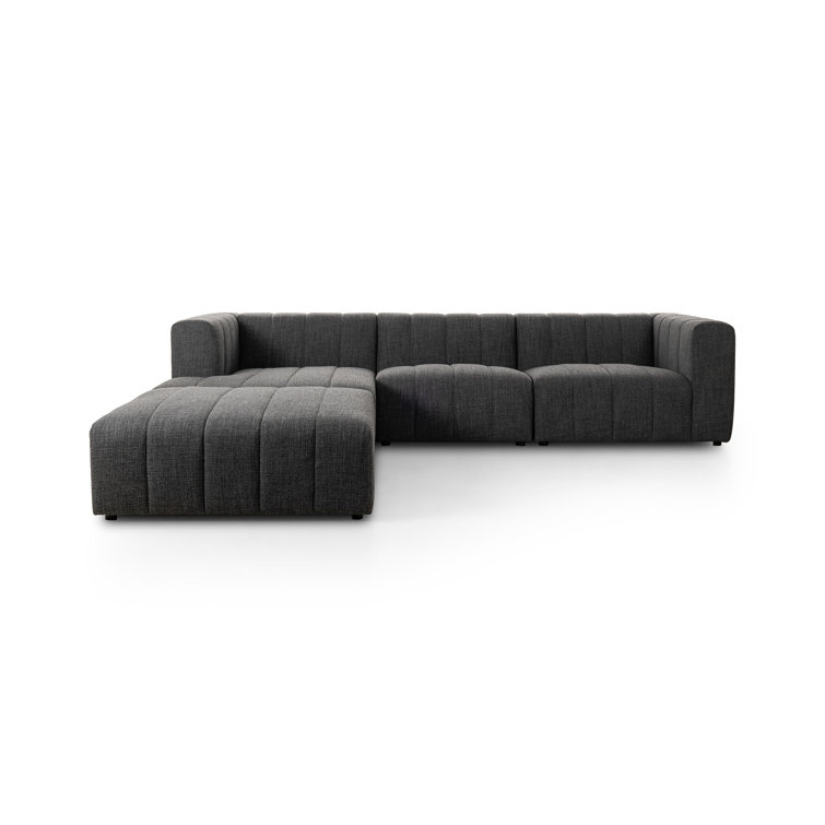 Saxon Charcoal Gray Modular L-Shaped Sectional with Ottoman