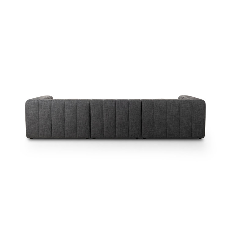 Saxon Charcoal Gray Modular L-Shaped Sectional with Ottoman
