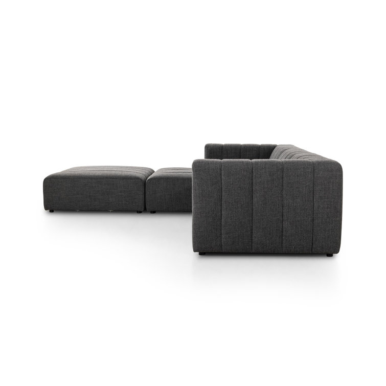 Saxon Charcoal Gray Modular L-Shaped Sectional with Ottoman