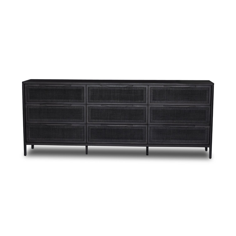 Black Coastal 9-Drawer Cane Front Dresser