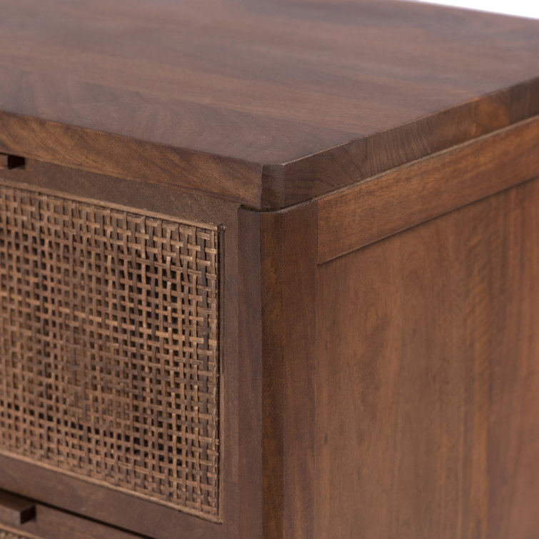 Brown Wash Coastal 9-Drawer Dresser with Cane Front