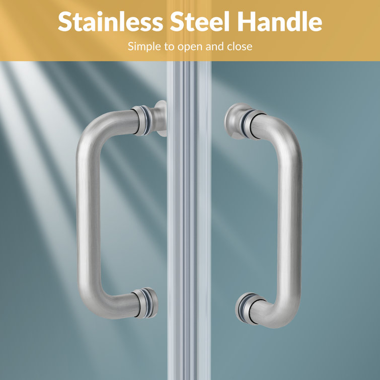 Elegant 34 x 34 x 72 inch Brushed Nickel Corner Shower Enclosure with Clear Glass