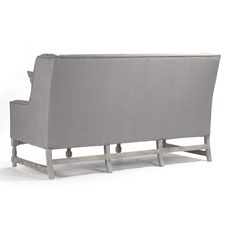 Aubert 76'' Gray Linen Upholstered Loveseat with Nailhead Trim