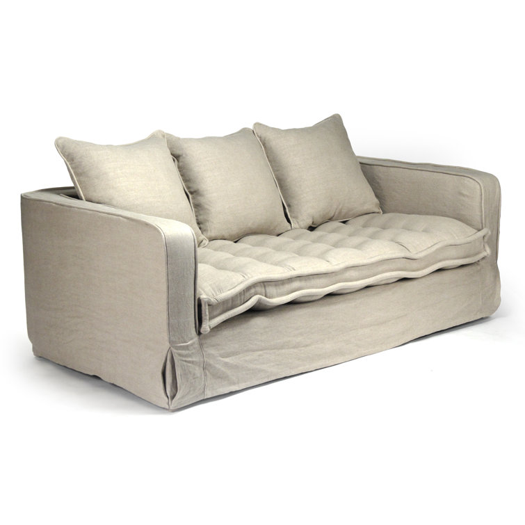 Vardon Gray Tufted Cotton Blend Sofa with Removable Cushions