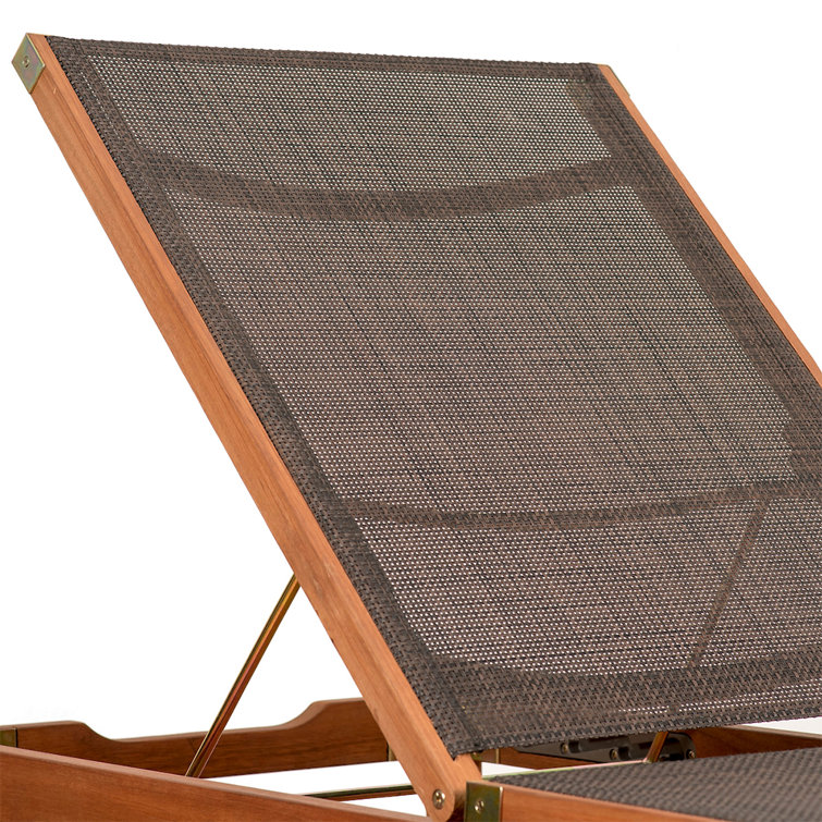 Brown Eucalyptus and Aluminum Outdoor Chaise Lounge