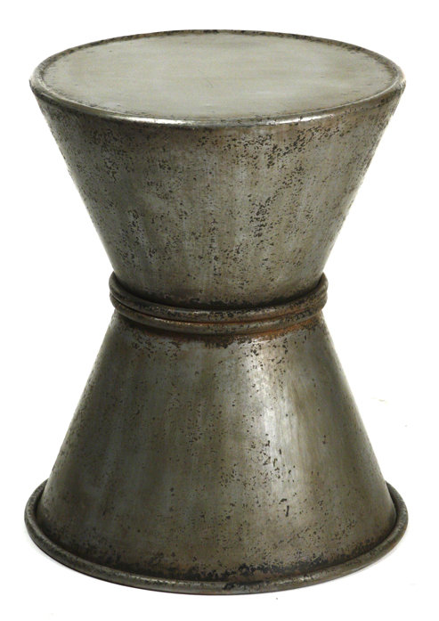 Rustic Zinc Hourglass Iron Accent Stool