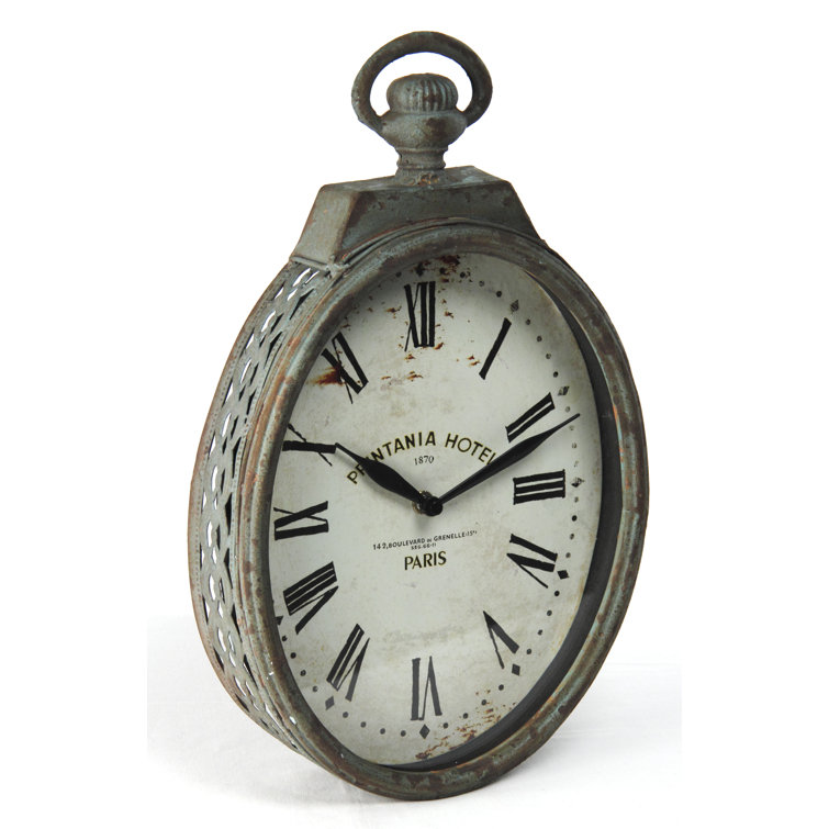 Antique Grey Distressed Iron Pocket Watch Wall Clock