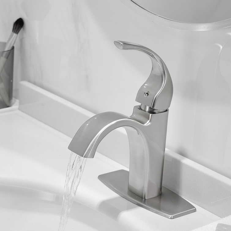 Brushed Nickel Single Handle High Arc Bathroom Faucet