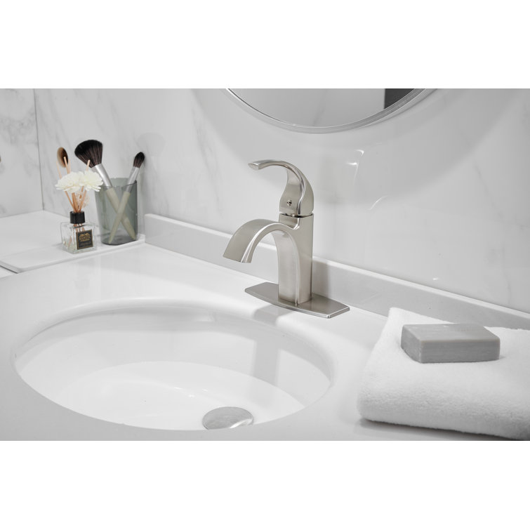 Brushed Nickel Single Handle High Arc Bathroom Faucet