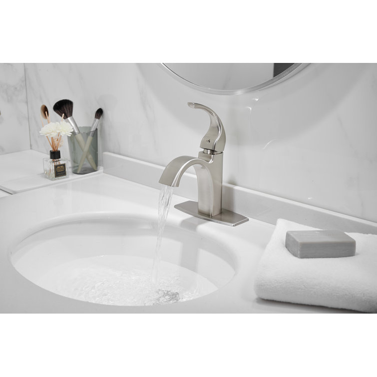 Brushed Nickel Single Handle High Arc Bathroom Faucet