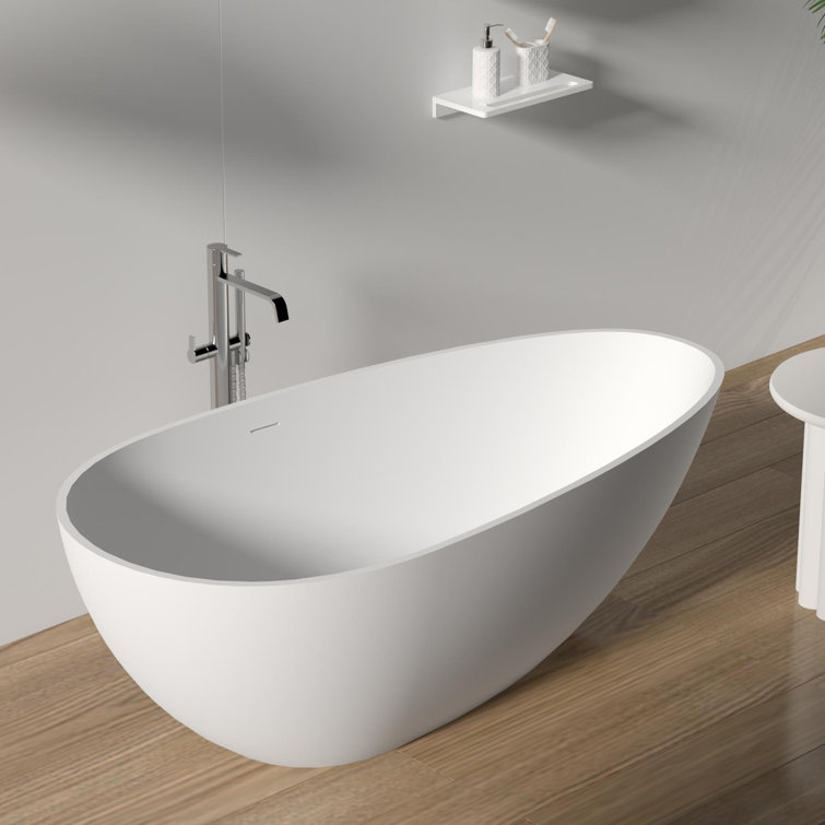 59'' Matte White Acrylic Freestanding Soaking Bathtub