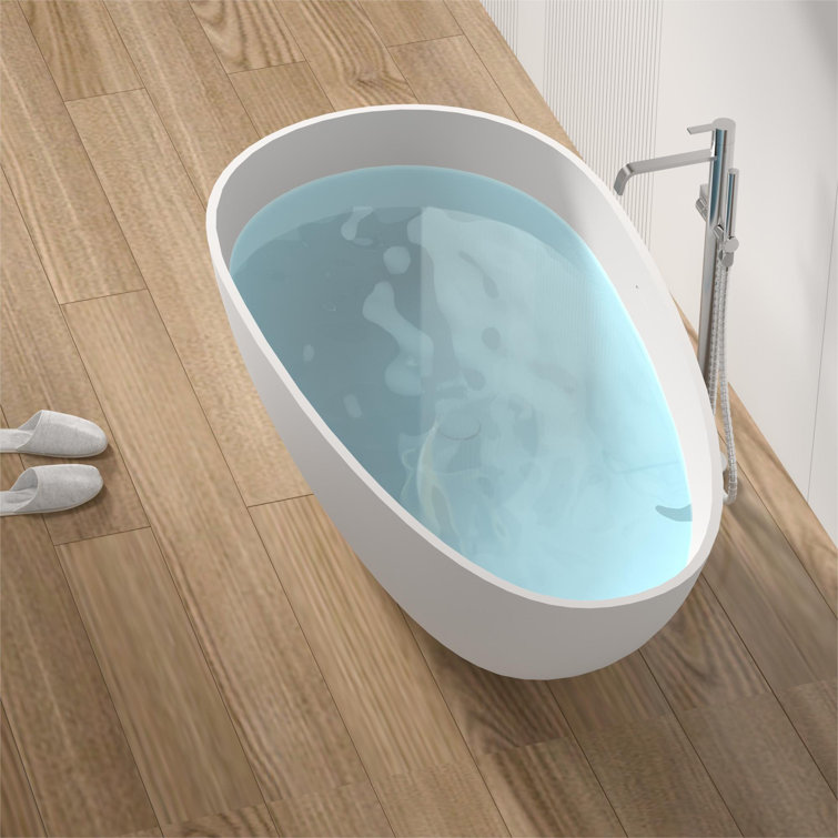 59'' Matte White Acrylic Freestanding Soaking Bathtub