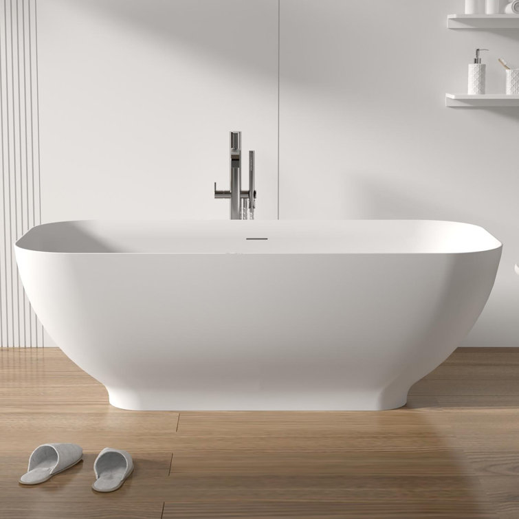 63'' White Acrylic Freestanding Soaking Bathtub