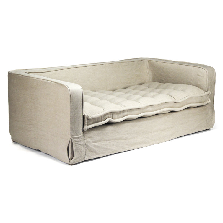 Vardon Gray Tufted Cotton Blend Sofa with Removable Cushions