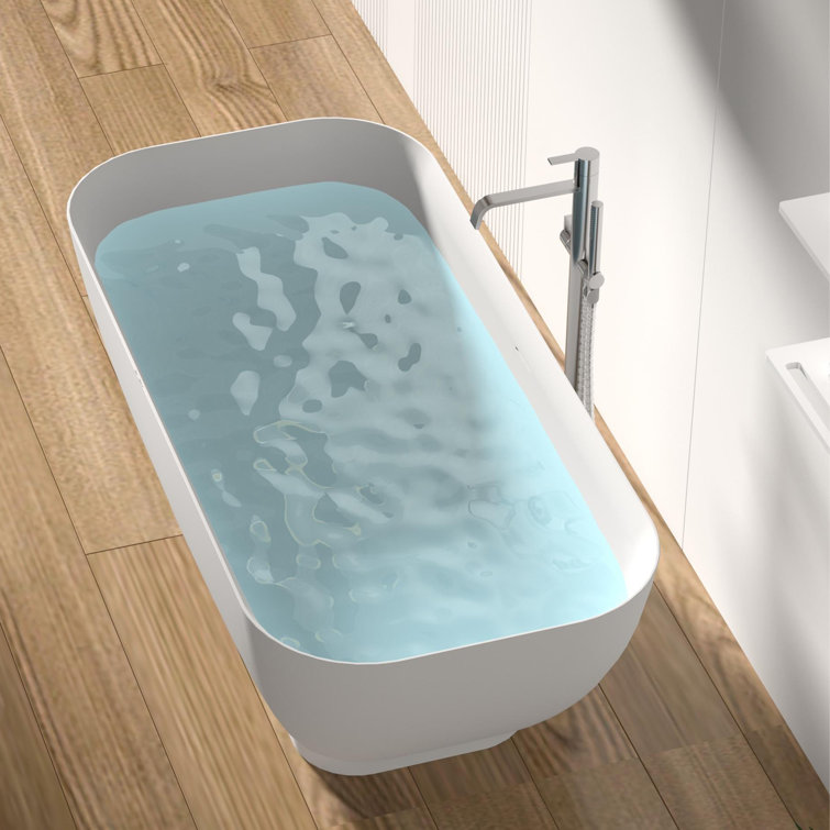 63'' White Acrylic Freestanding Soaking Bathtub