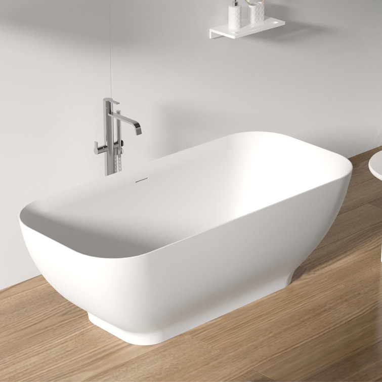63'' White Acrylic Freestanding Soaking Bathtub