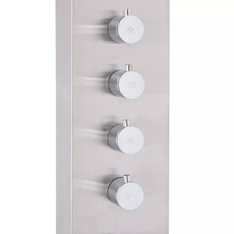 Alvin Stainless Steel Outdoor Shower Panel with Bamboo Tray