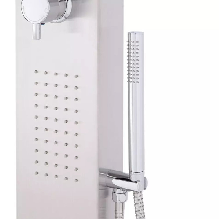Alvin Stainless Steel Outdoor Shower Panel with Bamboo Tray