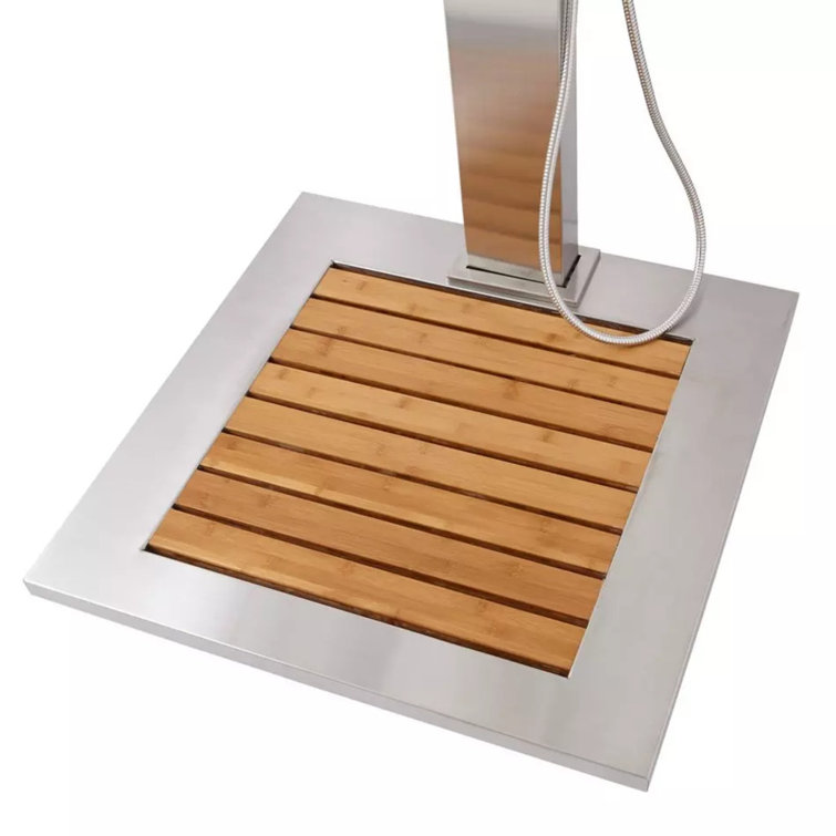 Alvin Stainless Steel Outdoor Shower Panel with Bamboo Tray