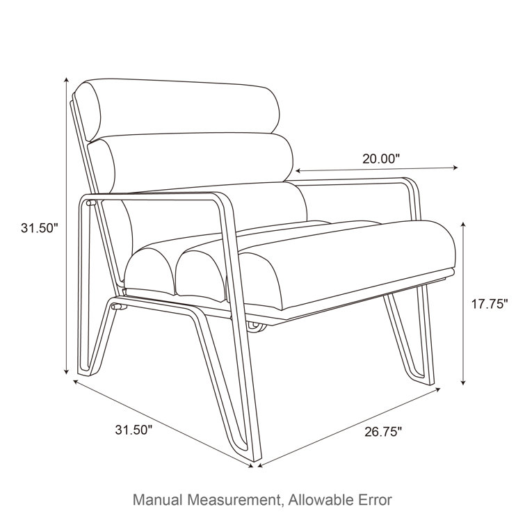Black Faux Leather Modern Armchair with Metal Frame
