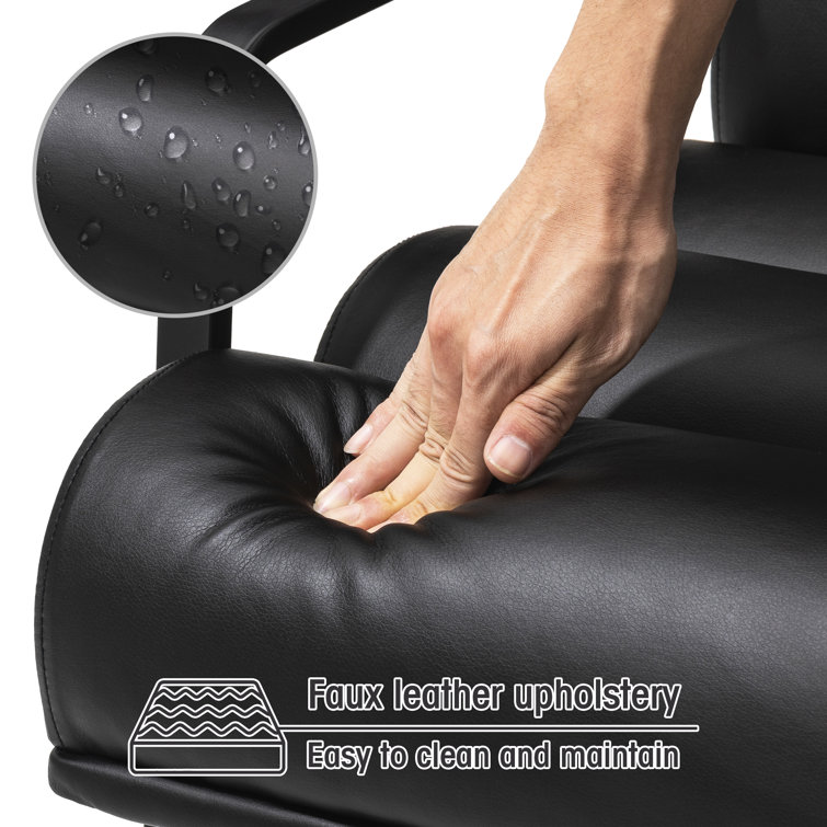 Black Faux Leather Modern Armchair with Metal Frame