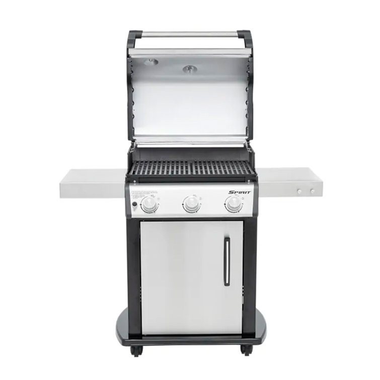 Stainless Steel 3-Burner Propane Gas Grill with Side Shelves