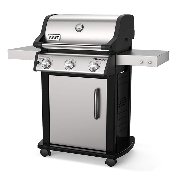 Stainless Steel 3-Burner Propane Gas Grill with Side Shelves