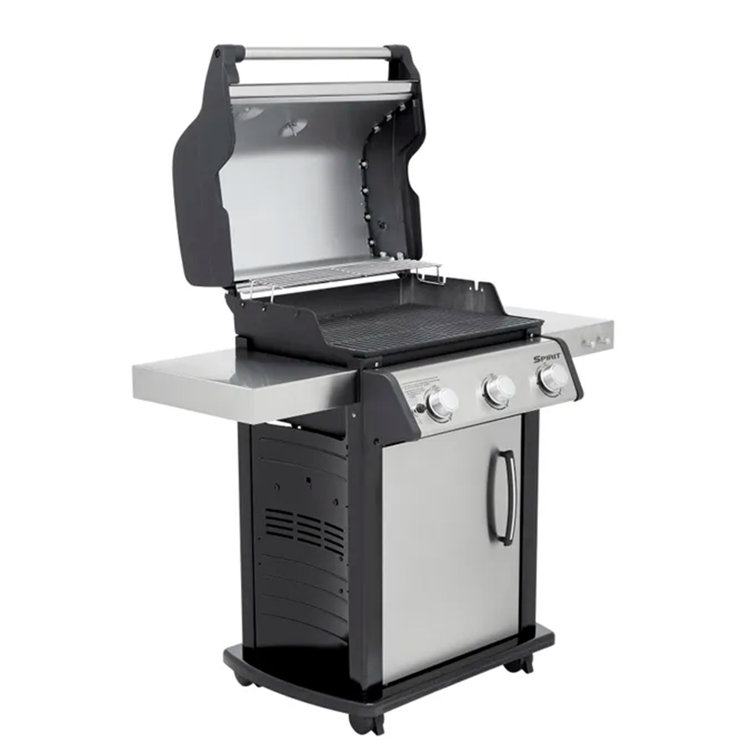 Stainless Steel 3-Burner Propane Gas Grill with Side Shelves