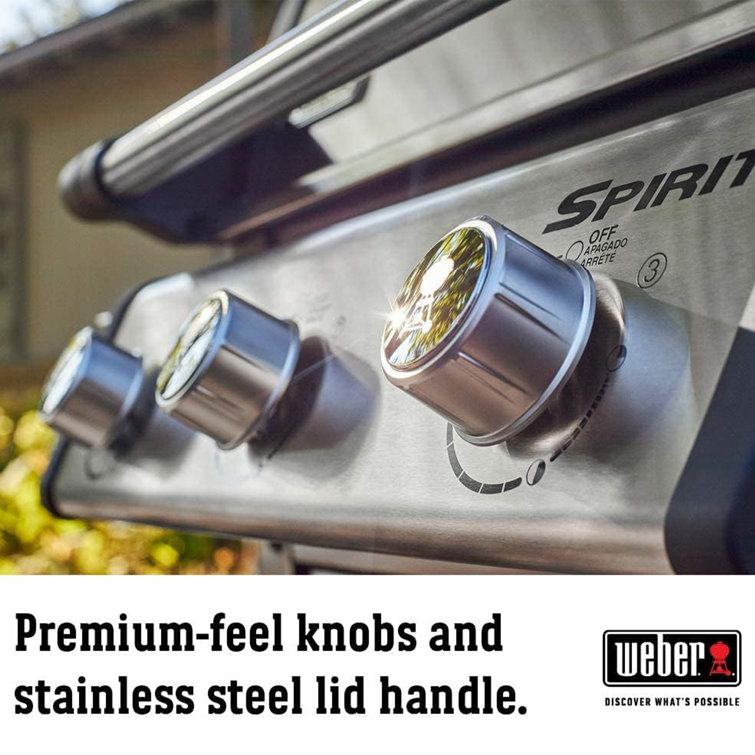 Stainless Steel 3-Burner Propane Gas Grill with Side Shelves