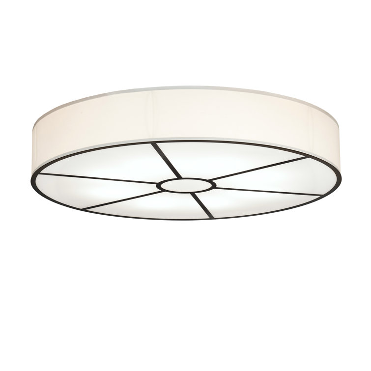 Timeless Bronze 8-Light LED Flush Mount with White Fabric Shade