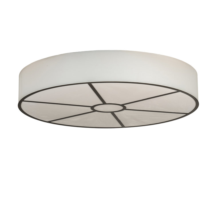 Timeless Bronze 8-Light LED Flush Mount with White Fabric Shade