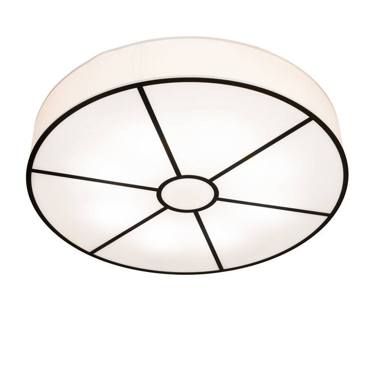 Timeless Bronze 8-Light LED Flush Mount with White Fabric Shade