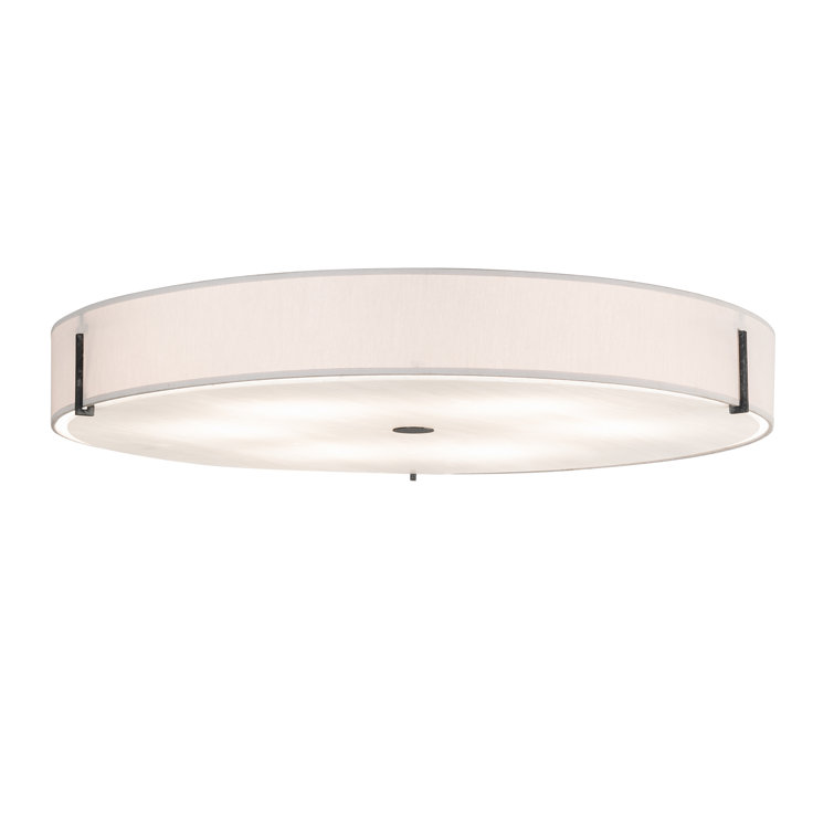 Beige and White Glass Drum LED Flush Mount Light