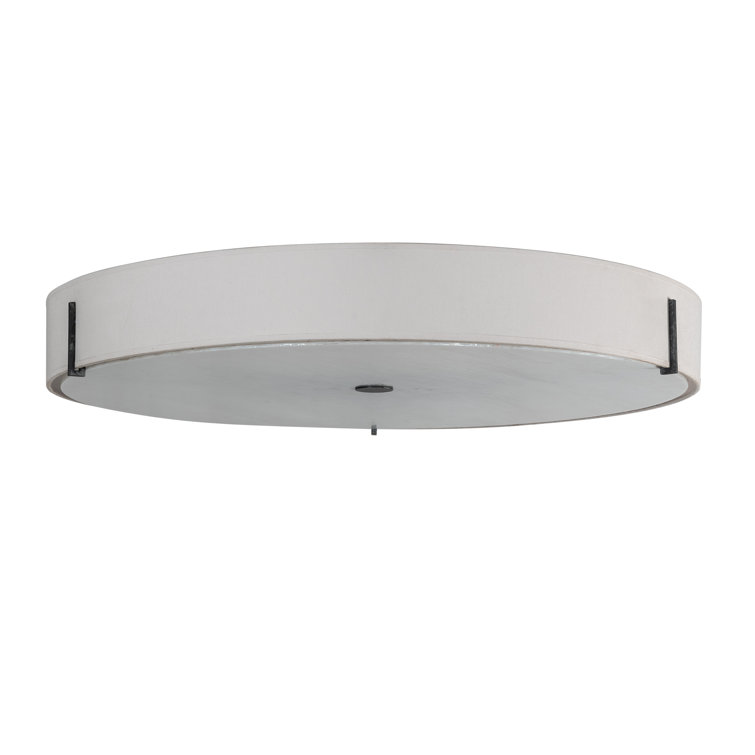Beige and White Glass Drum LED Flush Mount Light