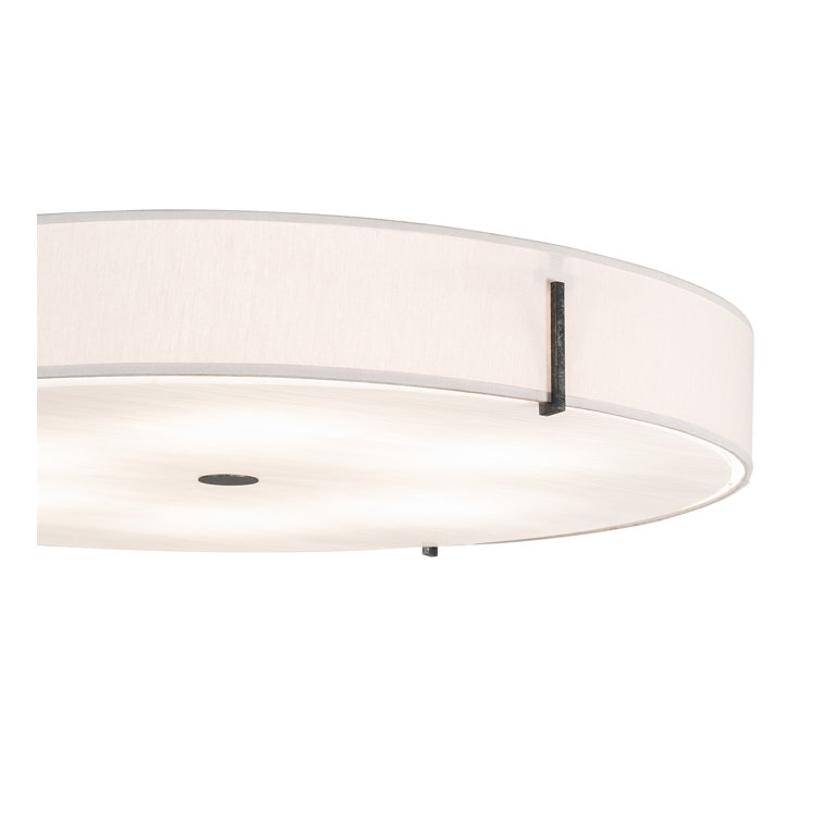 Beige and White Glass Drum LED Flush Mount Light