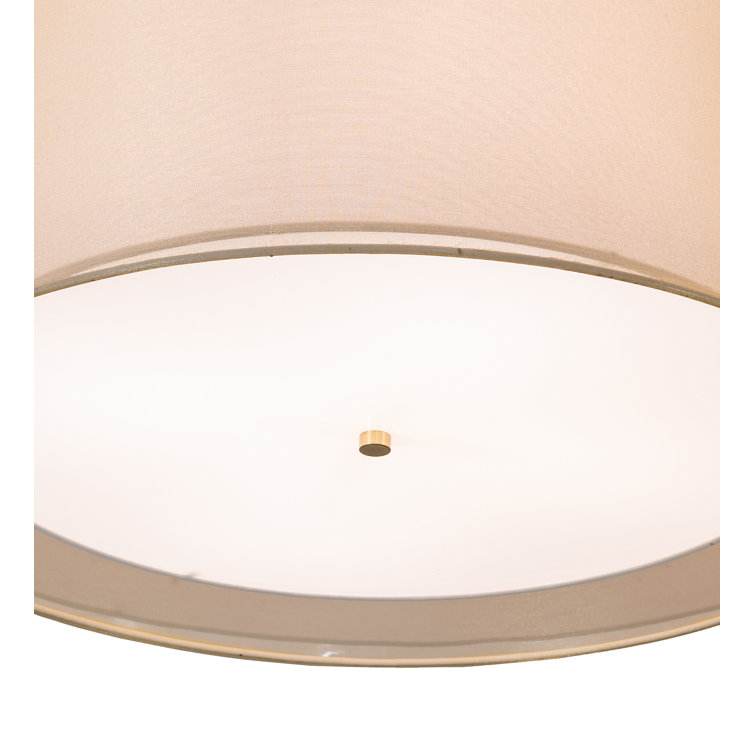 Antique Brass and Beige Drum LED Flush Mount