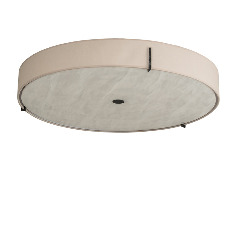 Beige and White Glass LED Drum Flush Mount