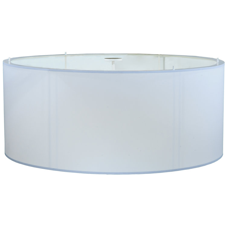 White Fabric Drum Flush Mount with Satin Nickel Frame
