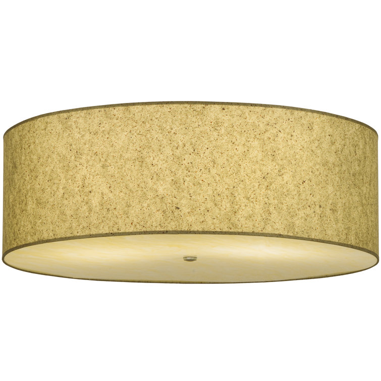 Sage Textrene and Natural Aluminum Drum LED Flush Mount