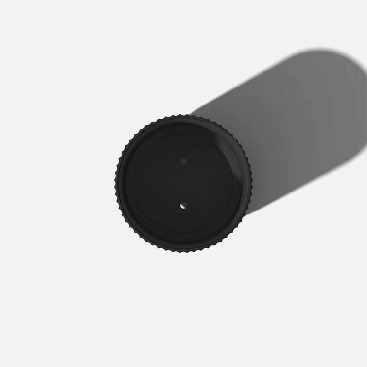Black Fluted Concrete-Composite Planter with Acacia Wood Stand