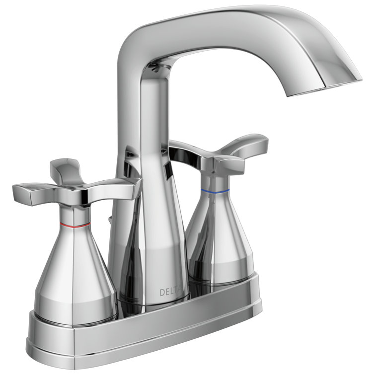 Chrome Modern Centerset Bathroom Faucet with Cross Handles