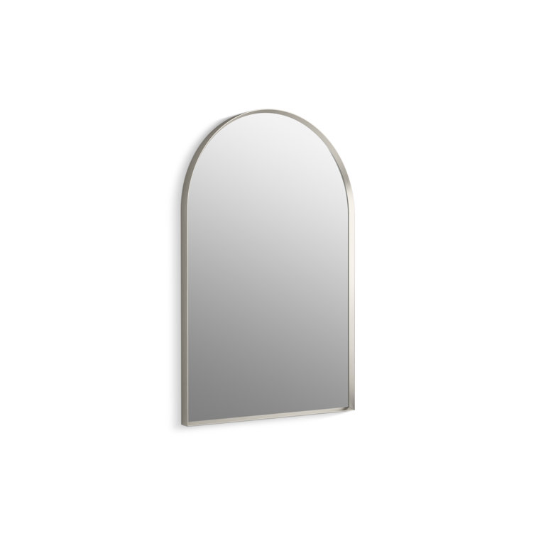 Essential 24" x 36" Brushed Nickel Arch Framed Vanity Mirror
