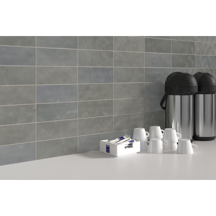 Passion 3" x 8" Glossy Gray Porcelain Wall Tile