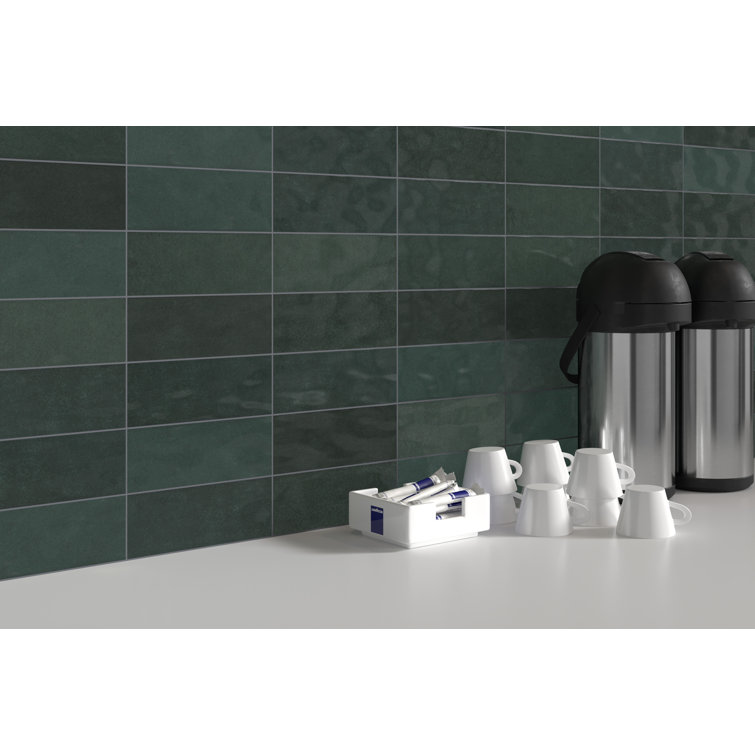 Verde 3x8 Glossy Porcelain Brick Look Wall Tile