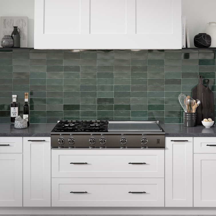 Verde 3x8 Glossy Porcelain Brick Look Wall Tile