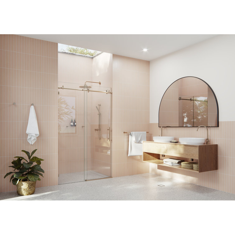 Eclipse 52" x 78" Frameless Glass Sliding Shower Door in Brushed Bronze